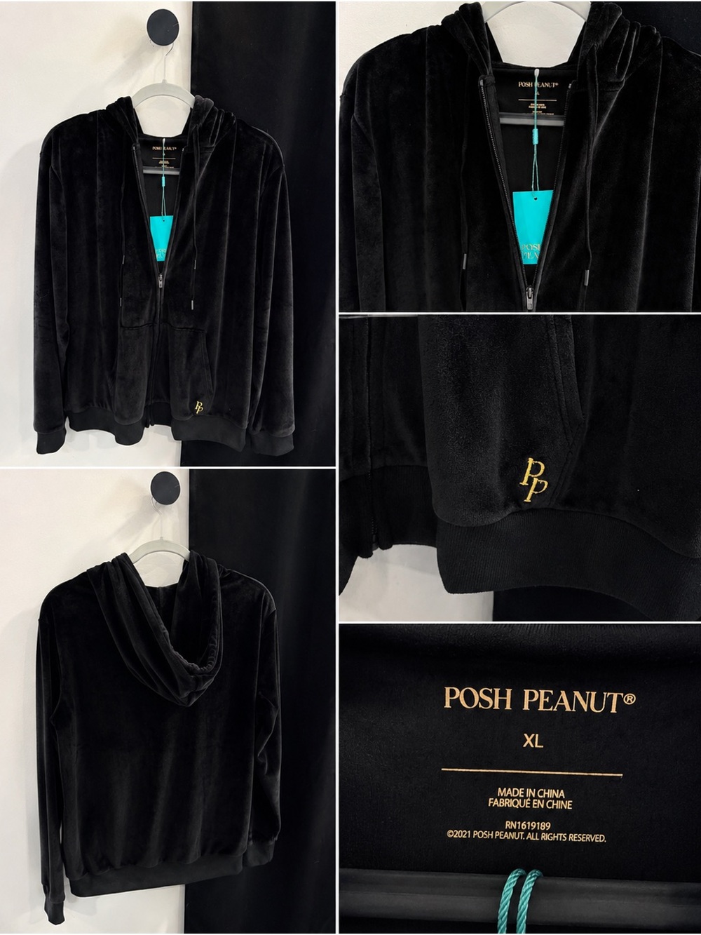 Posh Peanut Women’s Velour Zip Hoodie – NWT